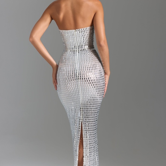 Oh Polly Embellished Bandeau Maxi Dress in White 6 - Picture 3 of 3